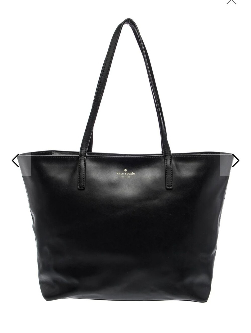 Kate Spade New York Large Black Zip Top Leather Tote Bag